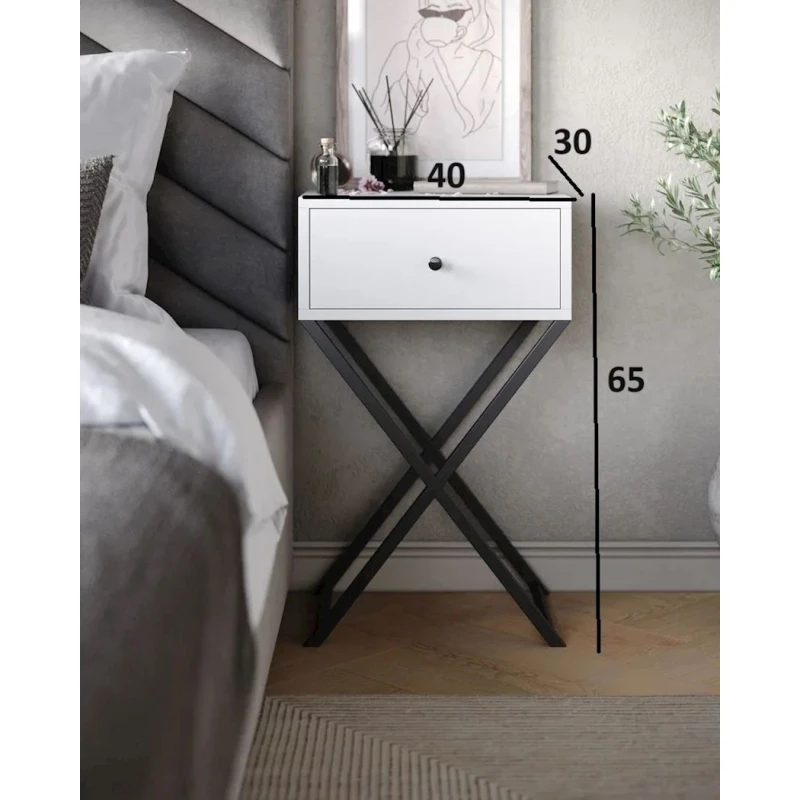 Tumba 3563_LoftValetWhite, 40x30x65 sm, ağ