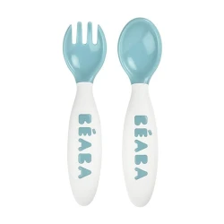 Набор ложка и вилка Beaba, голубой, 7x2x15 см