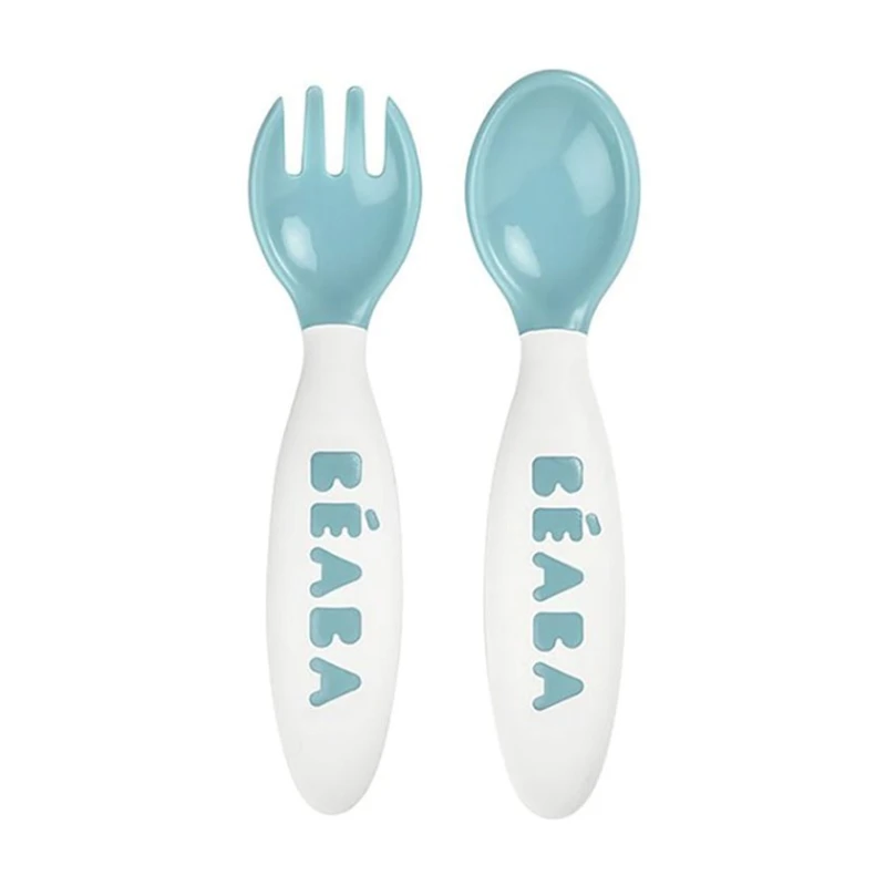Набор ложка и вилка Beaba, голубой, 7x2x15 см