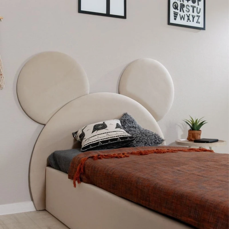 Односпальная кровать Art_tek_yataq (120) 22, ламинат/текстиль, бежевая, 200x85x120 см