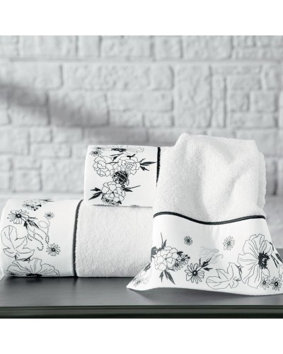 Dəsmal dəsti və aromatlaşdırıcı Tivolyo Home White Flowers, pambıq, ağ, 3 əd, 30x50/50x100/75x150 sm, 400 ml
