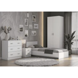 Односпальная кровать Art_tek_yataq 6, ламинат, белая, 200x85x90 см