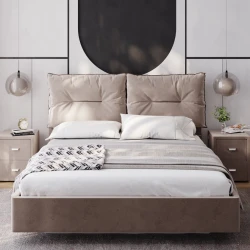 Двуспальная кровать Art_ikili_yataq 42, ламинат, коричневая, 200x200x120 см