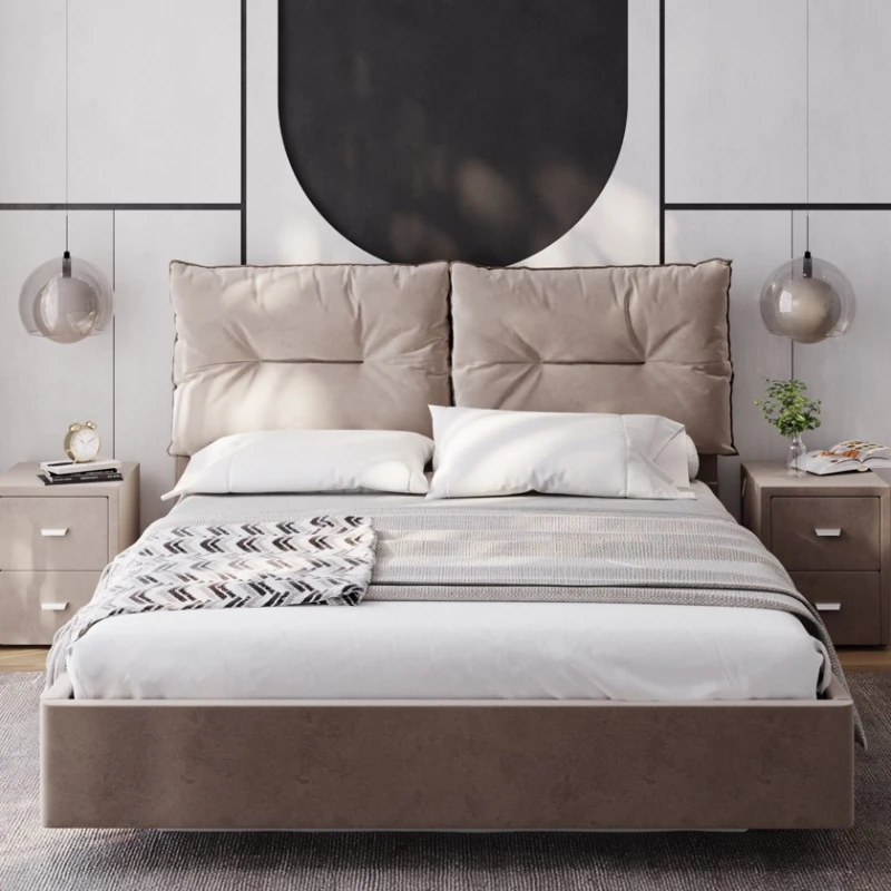 Двуспальная кровать Art_ikili_yataq 42, ламинат, коричневая, 200x200x120 см