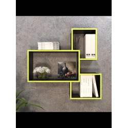 Полка настенная Art Mebel 38, ламинат, 83х89х20 см, черная/зеленая Полка настенная Art Mebel 38, ламинат, 83х89х20 см, черная/зеленая