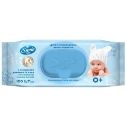 Uşaq nəm salfetləri Smile baby çobanyastığı ekstraktı, aloe və vitamin kompleksi ilə 100 əd