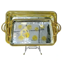 Набор подносов Sahara 00004428, серебристый/золотистый, 3 шт Набор подносов Sahara 00004428, серебристый/золотистый, 3 шт