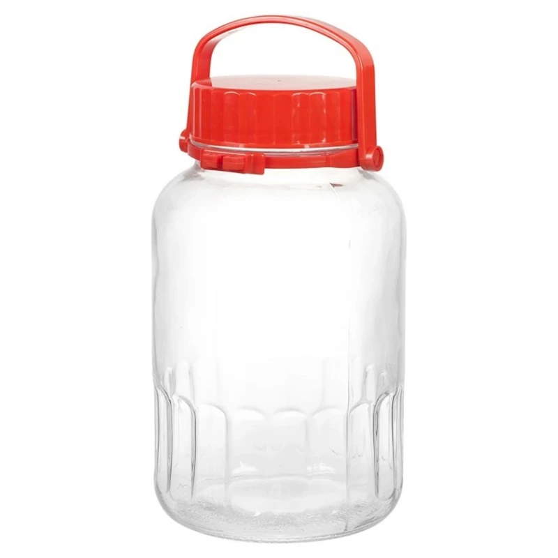 Банка для хранения Pasabahce Harvest, 5000 мл, стекло, пластик, красный Банка для хранения Pasabahce Harvest, 5000 мл, стекло, пластик, красный