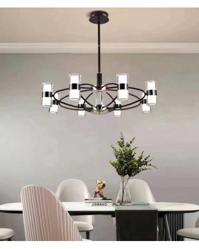 Asma çilçıraq Şəms Aydınlatma 85026-8, LED, 8 lampa, qara/xrom, metal/şüşə - 8561-8 LED