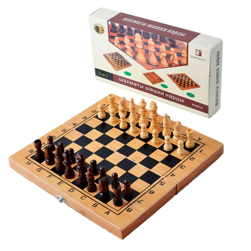 Шахматы + шашки + нарды (3 в 1) WS0537, дерево, 50x50 см Шахматы + шашки + нарды (3 в 1) WS0537, дерево, 50x50 см