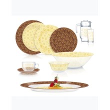 Süfrə qab-qacaq dəsti Luminarc Gold Crescent Crockery Dinnerset, 46 parça, 6 nəfərlik, bərkidilmiş şüşə