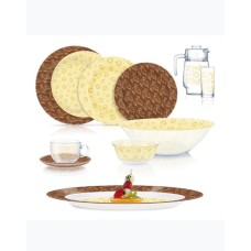 Süfrə qab-qacaq dəsti Luminarc Gold Crescent Crockery Dinnerset, 46 parça, 6 nəfərlik, bərkidilmiş şüşə