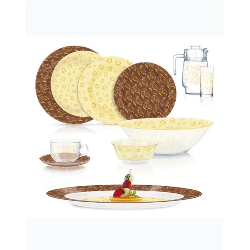 Набор столовой посуды Luminarc Gold Crescent Crockery Dinnerset, 46 предметов, 6 персон, закаленное стекло