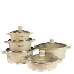 Набор кастрюль, бежевый, 10 предметов, 20/24/28/32 см Набор кастрюль, бежевый, 10 предметов, 20/24/28/32 см