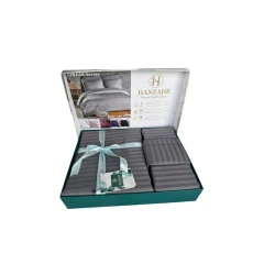 Комплект постельного белья Hanzadə hc_2110000003449, пододеяльник 200x220 см, простыня 240x260 см, наволочка 50x70 (2 шт), двуспальный, атлас/сатин, серый