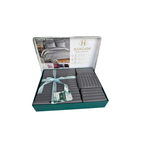 Комплект постельного белья Hanzadə hc_2110000003449, пододеяльник 200x220 см, простыня 240x260 см, наволочка 50x70 (2 шт), двуспальный, атлас/сатин, серый