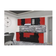 Mətbəx dəsti Elis, 260x220x60 sm, laminat, qırmızı/qara