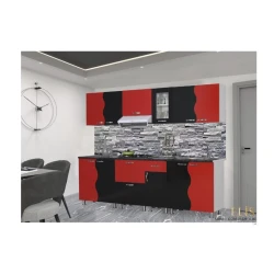 Кухонный гарнитур Elis, 260x220x60 см, ламинат, красный/черный Кухонный гарнитур Elis, 260x220x60 см, ламинат, красный/черный
