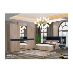 Комплект мебели для спальни Kristal, коричневый, ламинированный, кровать 165*120*205, шкаф 240*210*55, термо 130*175*42, две тумбы 60*120*42