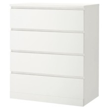 Komod IKEA Malm, LDSP/DVP, ağ, 80x48x100 sm