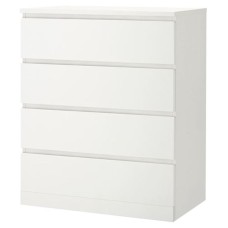 Komod IKEA Malm, LDSP/DVP, ağ, 80x48x100 sm