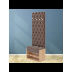 Тумба для обуви Art Mebel 63, ламинат/текстиль, коричневая, 210х60х30 см