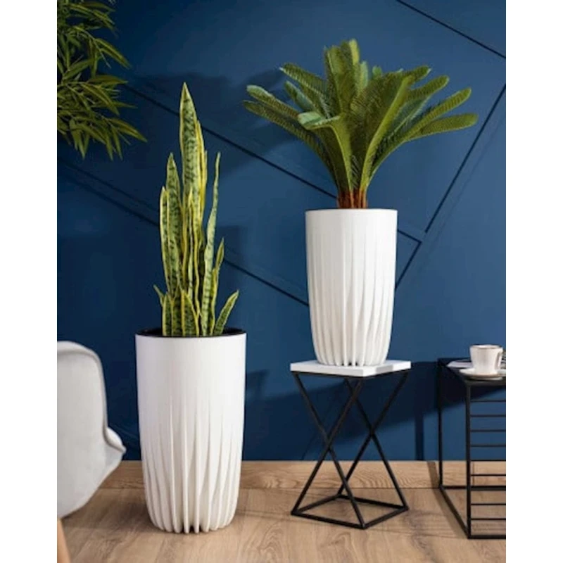 Горшок Lamela Mira Eco Wood 51x30 см, пластик, белый