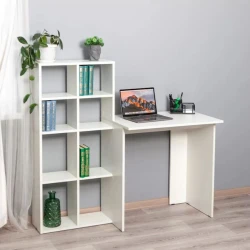 Письменный стол Quarto, ЛДСП, 117.8х50х128.2 см, с полками, белый