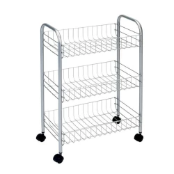 Этажерка Metaltex Lugano, 3 яруса, на колесиках, серебристый