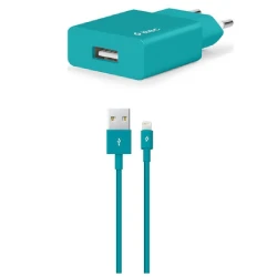 Сетевое зарядное устройство Ttec SmartCharger Travel Charger 2.1A Lightning Cable Turquoise / 2SCS20LTZ