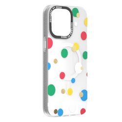 Qoruyucu örtük Devia Polka iPhone 15 Pro MagSafe White 4065