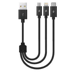 Кабель Ttec AlumiCable Trio Charge/Data Mini Cable Type-C/Lightning/Micro USB 30 см Black / 2DK31