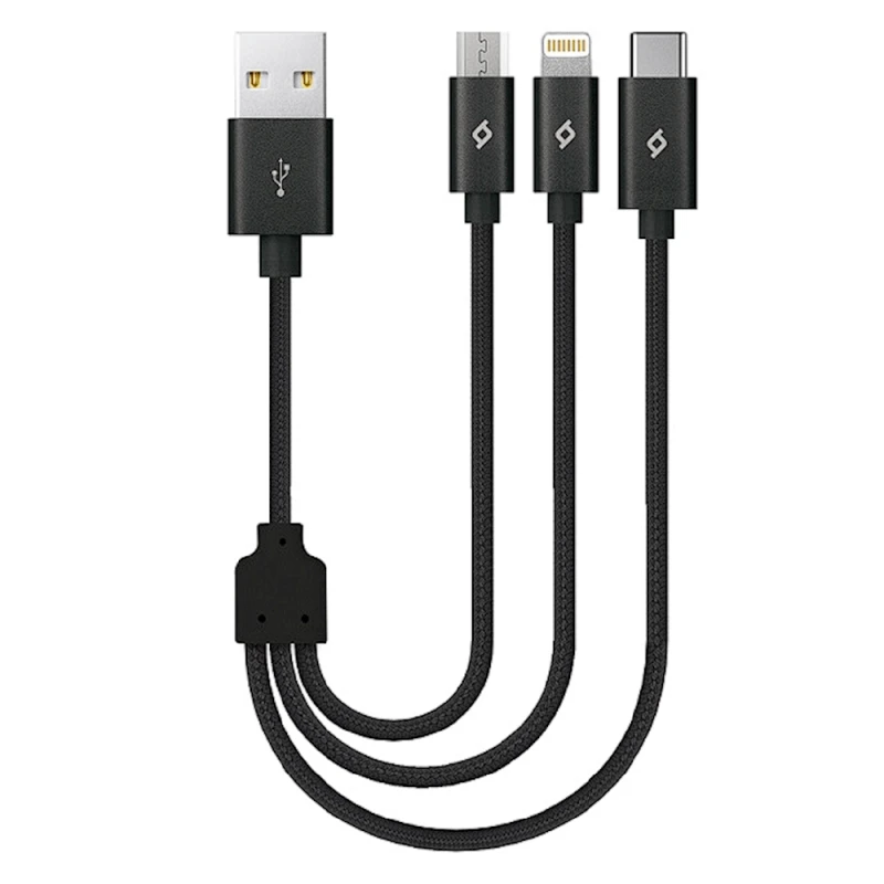 Кабель Ttec AlumiCable Trio Charge/Data Mini Cable Type-C/Lightning/Micro USB 30 см Black / 2DK31