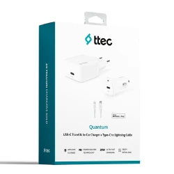 Ttec Quantum PD 20W Travel Charger + 20W Car Charger + Type-C to Lightning Cable / 2CSM07B