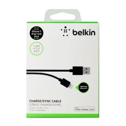 Enerji toplama üçün naqillər Belkin USB 2.0  Lightning 1.2m Black / F8J023BT04-BLK
