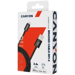 Canyon Cable Usb To Lightning 1m Mfi-3 Black / CNS-MFIC3B