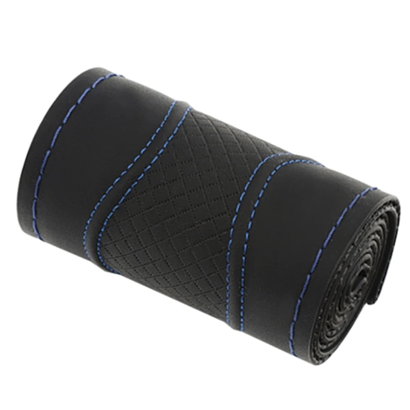 Car Steering Wheel Covers 38cm Black / Blue Thread