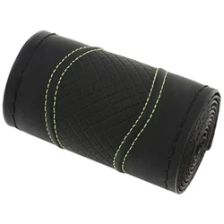 Car Steering Wheel Covers 38cm Black / Yellow Thread