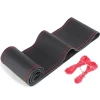 Car Steering Wheel Covers 38cm Full Hole Style Black / Red Thread