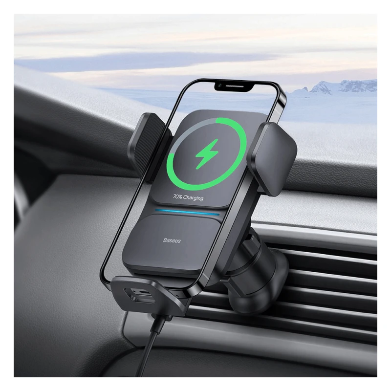 Автомобильный держатель для телефона Baseus Car Mount Wireless Charger Auto Alignment 15W / CGZX000001