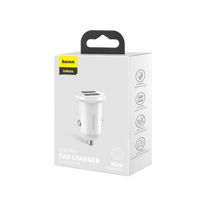 Автомобильное зарядное устройство Baseus Grain Car Charger White / CCALL-ML02