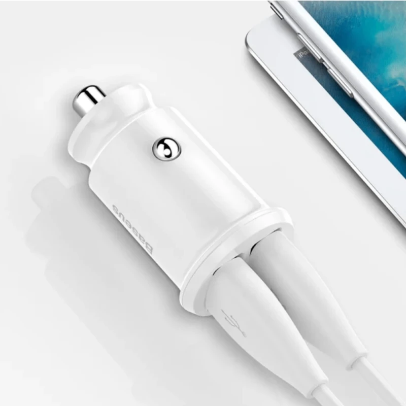 Автомобильное зарядное устройство Baseus Grain Car Charger White / CCALL-ML02