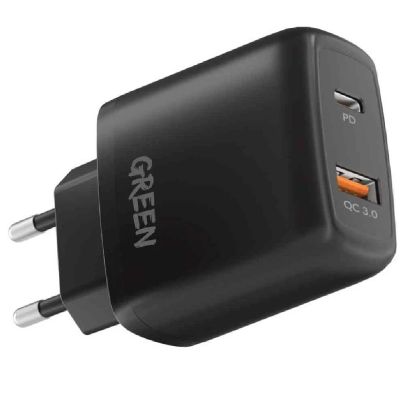 Зарядное устройство Green Lion Dual USB PD+QC3.0 20W Black