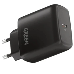 Charger Green Lion Type-C Port 20W+Type-C to Lighthning Cable 1.2M Black