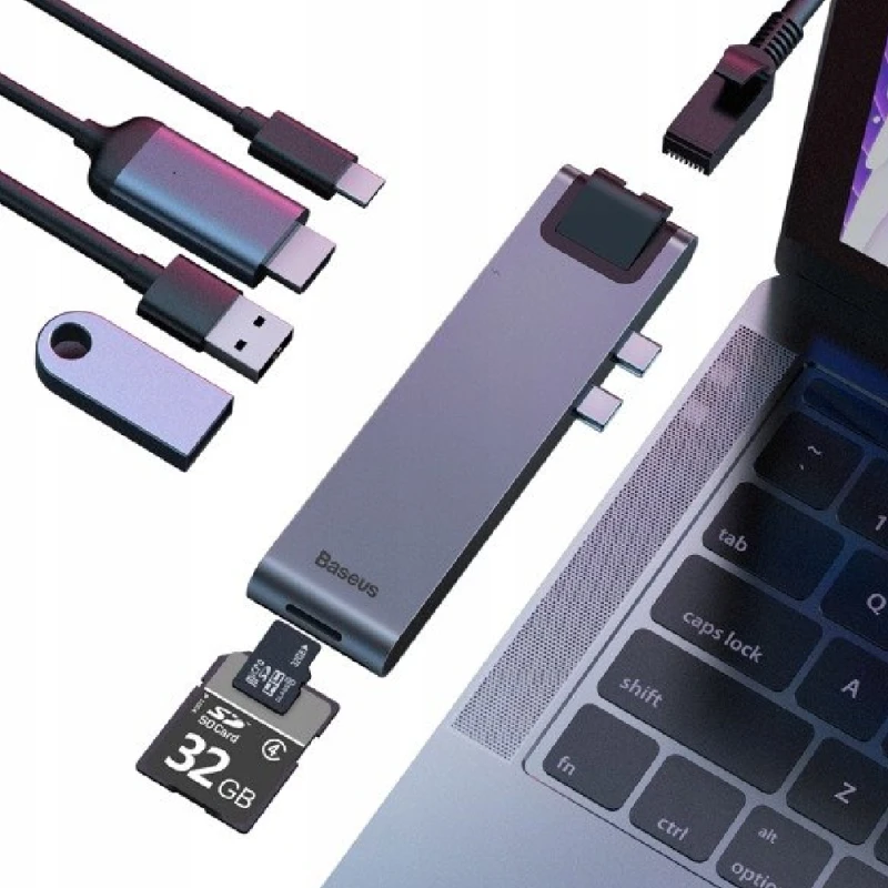Док-станция Baseus Thunderbolt C+Pro 7in1 Smart HUB Docking Station Grey / CAHUB-L0G