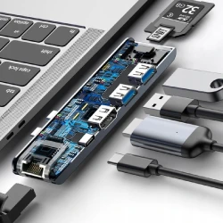 Док-станция Baseus Thunderbolt C+Pro 7in1 Smart HUB Docking Station Grey / CAHUB-L0G