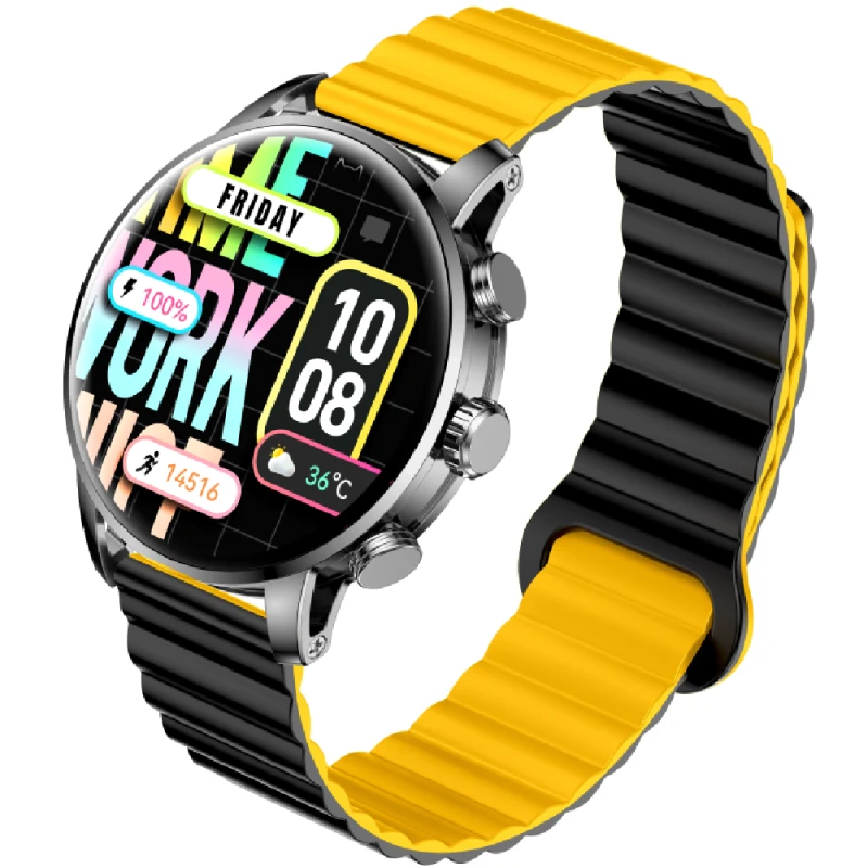 Smart saatlar Kieslect Kr2 Qara / Qara-sarı kəmər