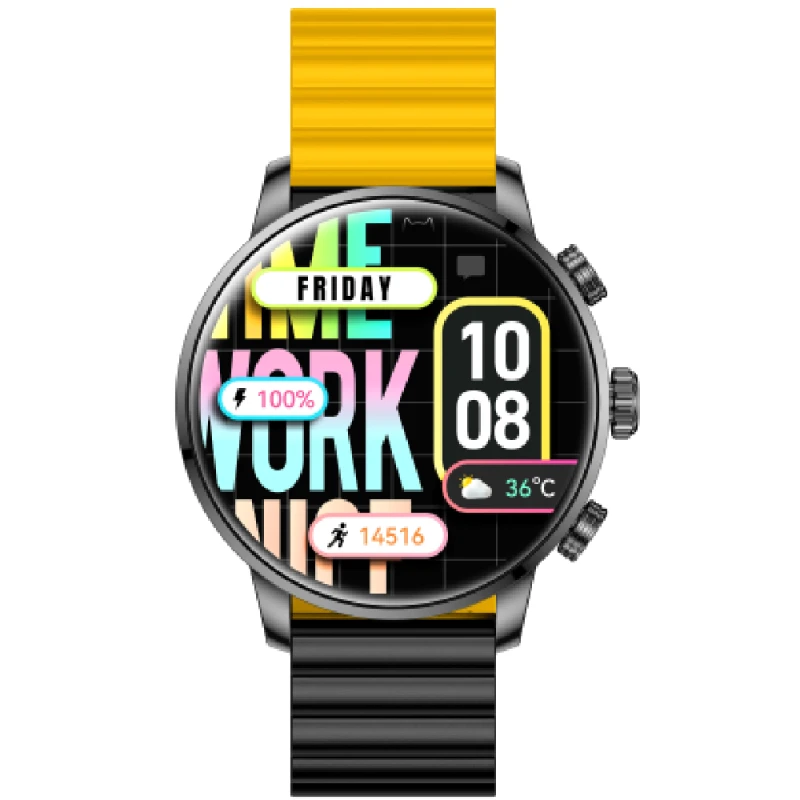 Smart saatlar Kieslect Kr2 Qara / Qara-sarı kəmər