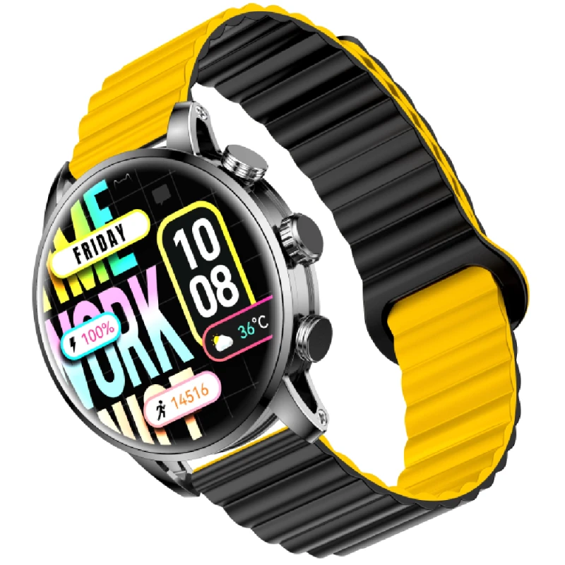 Smart saatlar Kieslect Kr2 Qara / Qara-sarı kəmər