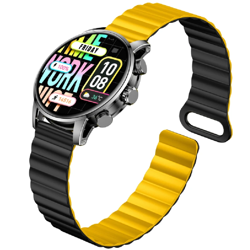 Smart saatlar Kieslect Kr2 Qara / Qara-sarı kəmər